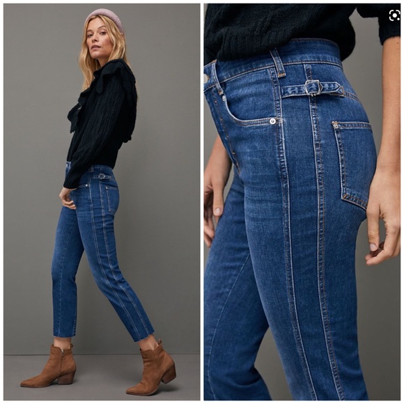 Brand New Anthropologie Pilcro buckled ultra high rise cropped slim jeans - Picture 1 of 9